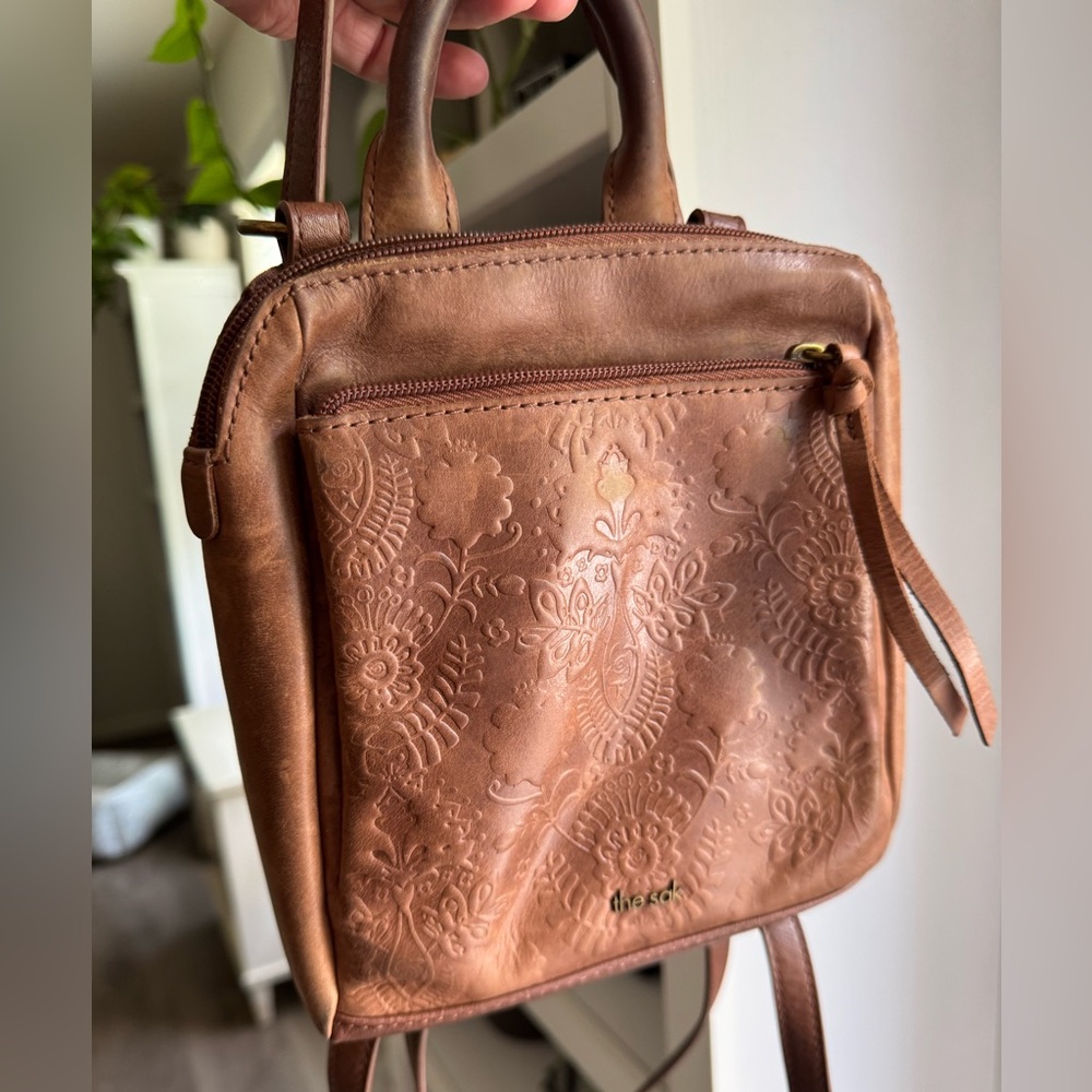 The Sak - Petite Leather Floral Embossed Crossbody/Backpack